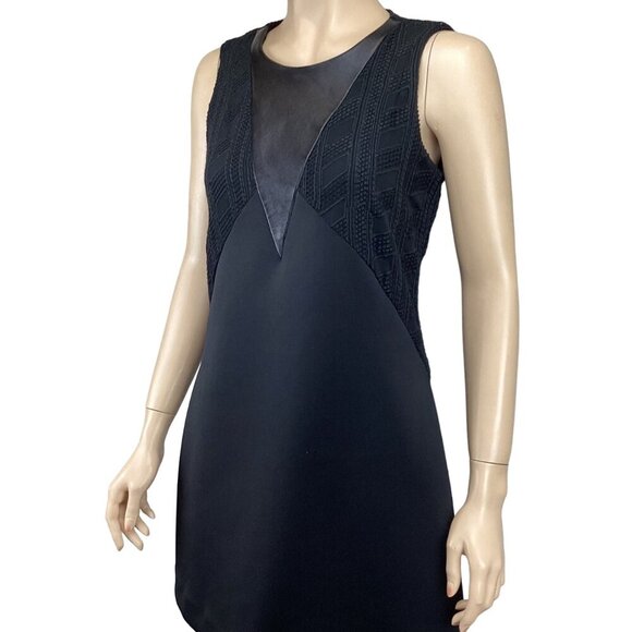 Hunter Bell Lace & Leather‎ Sheath Dress SIze 4 Black Cocktail Party - Picture 4 of 8